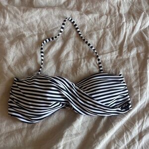 Roxy Black and White Striped Bikini Top
